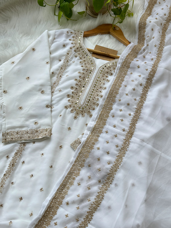 Georgette Partywear Suit with Mirror Work – Sparkle with Subtle Elegance