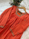 Premium Mul Chanderi Hand Detailed Anarkali Kurti Set – Festive Elegance