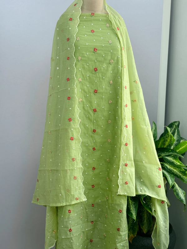 Premium Mul Chanderi Embroidered Unstitched Suit – Redefining Ethnic Elegance