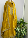 Semi-Silk Unstitched Jacquard Embroidered Partywear Suit – Festive Elegance