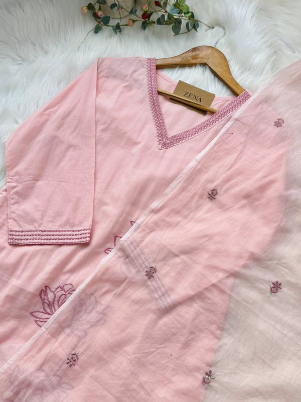 Pure Mul Cotton Embroidered Kurti Set – Elegant Everyday Ethnic Wear