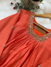Premium Mul Chanderi Hand Detailed Anarkali Kurti Set – Festive Elegance