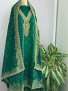Semi-Silk Unstitched Jacquard Embroidered Partywear Suit – Festive Elegance