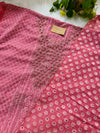 Georgette Unstitched Chikankari Party Wear Kurti Set with Original Mirror Work Dupatta & Lining