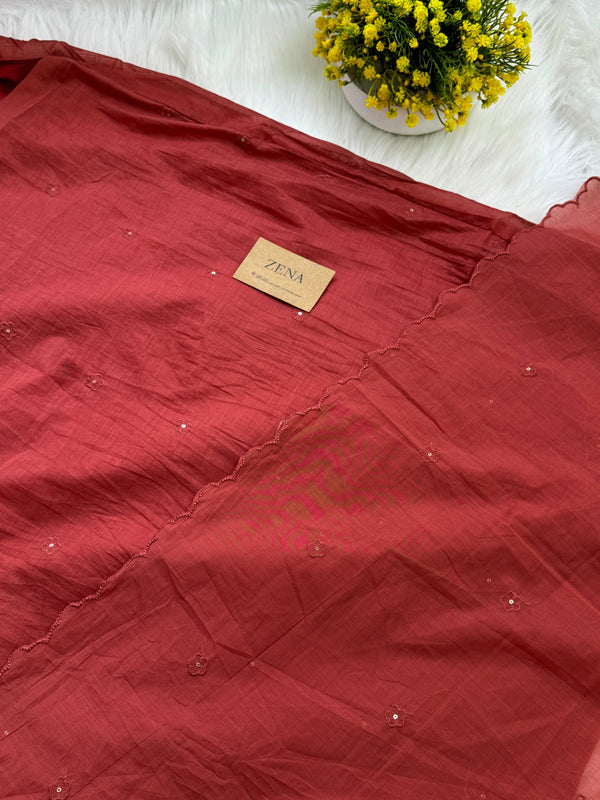 Premium Mul Chanderi Embroidered Unstitched Suit – Redefining Ethnic Elegance