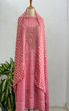Georgette Unstitched Chikankari Party Wear Kurti Set with Original Mirror Work Dupatta & Lining