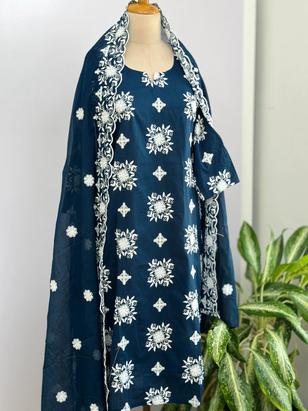 Pure Cotton Embroidered Kurti Set – Comfort Meets Classic Style