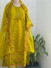 Pure Cotton Party Wear Kurti Set with Organza Embroidered Dupatta
