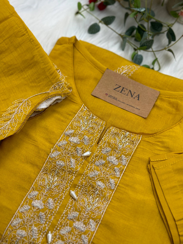 Mul Chanderi Embroidered Kurti Set – Elegant Ethnic Look