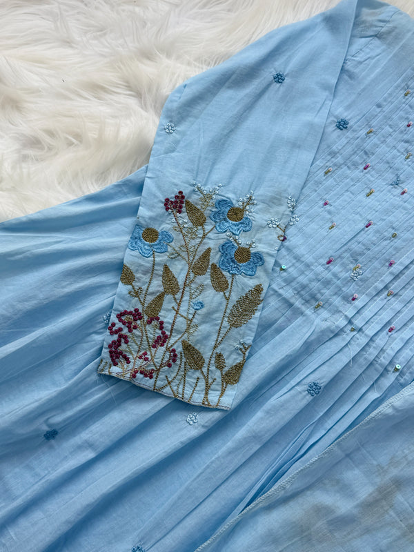 ✨ Mul Cotton Hand-Detailed Anarkali Set ✨