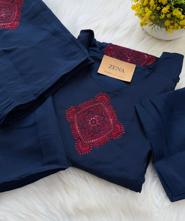 ✨ Mul Cotton Embroidered Kurti Set ✨