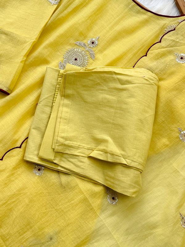 ✨ Premium Mul Chanderi Hand-Detailed Kurti Set ✨