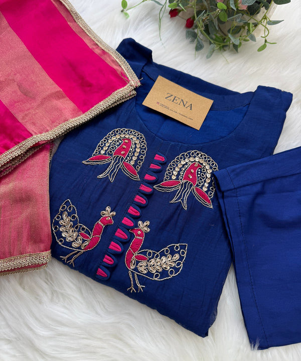 ✨ Premium Mul Chanderi Hand-Detailed Kurti Set ✨