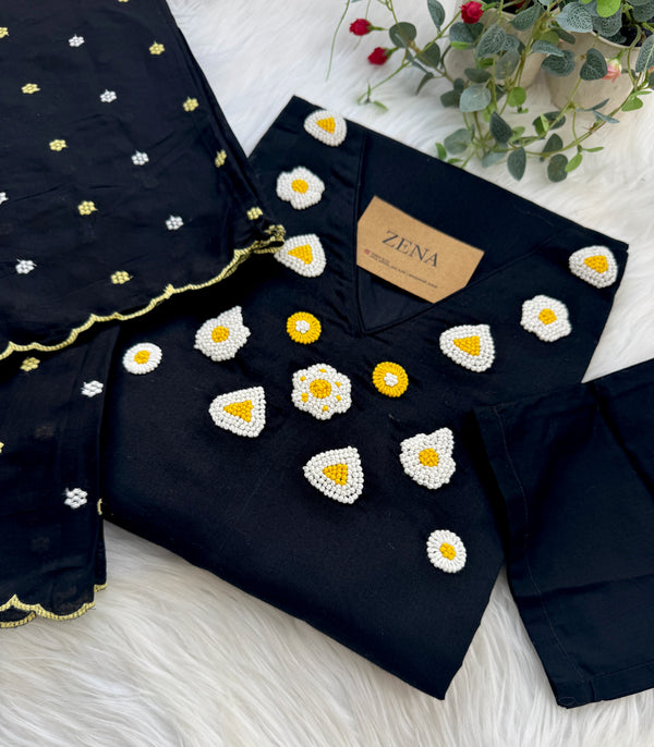 Pure Cotton Embroidered Anarkali Suit – Top, Bottom & Dupatta 🌸