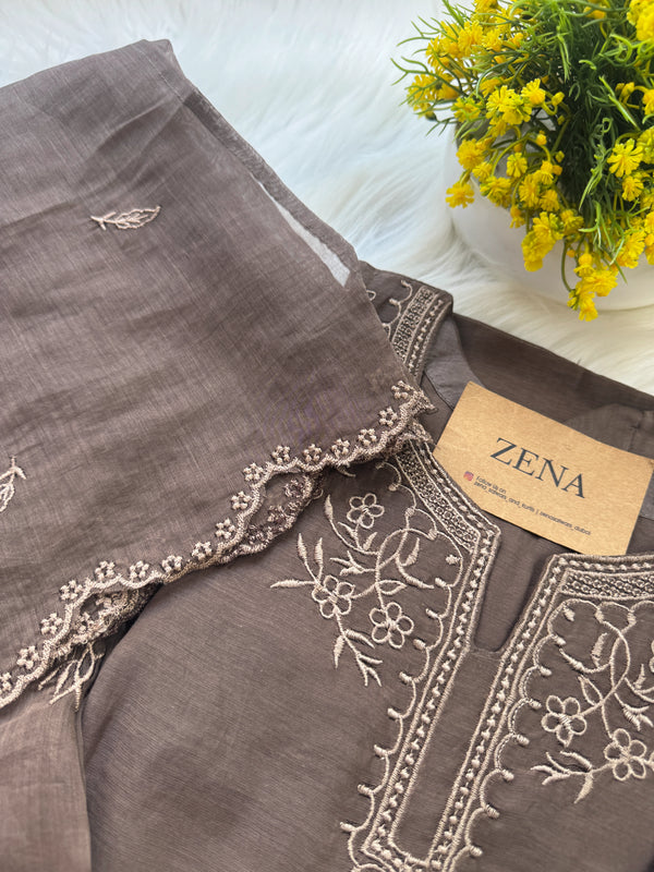 ✨ Mul Chanderi Embroidered Kurti Set ✨