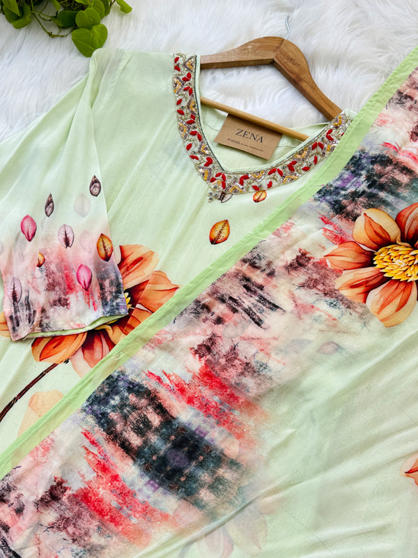 Muslin Ready-to-Wear Digital Printed Kurti Set – Stylish & Comfortable