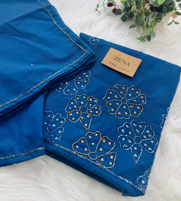 ✨ Mul Chanderi Hand-Detailed Unstitched Suit ✨