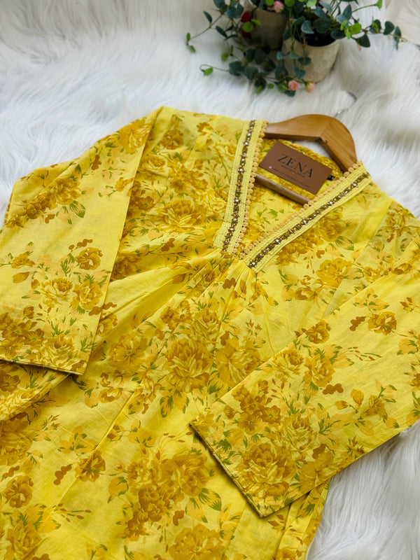 Pure Cotton A-Line Kurti Set – Comfortable & Stylish Daily Wear