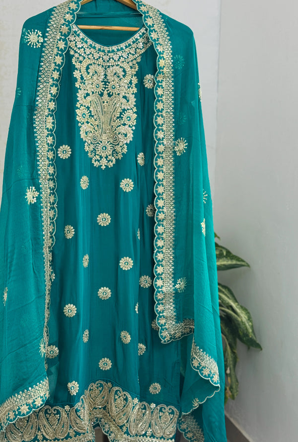 ✨ Pure Chinnon Semi-Stitched Party Wear Suit ✨