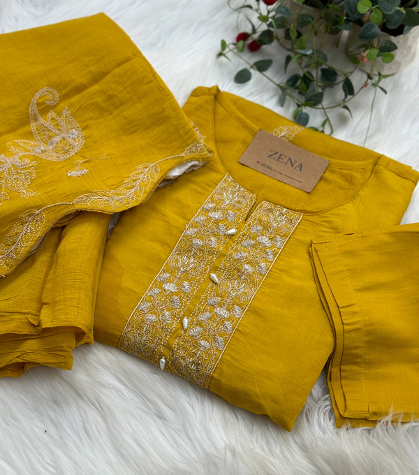 Mul Chanderi Embroidered Kurti Set – Elegant Ethnic Look