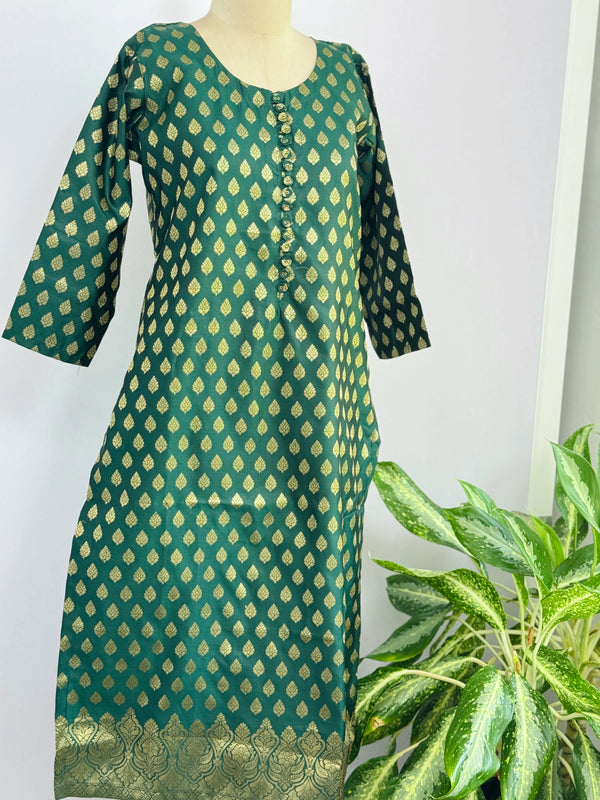 Semi Silk Banarasi Work Kurti Set – Elegant Festive Wear