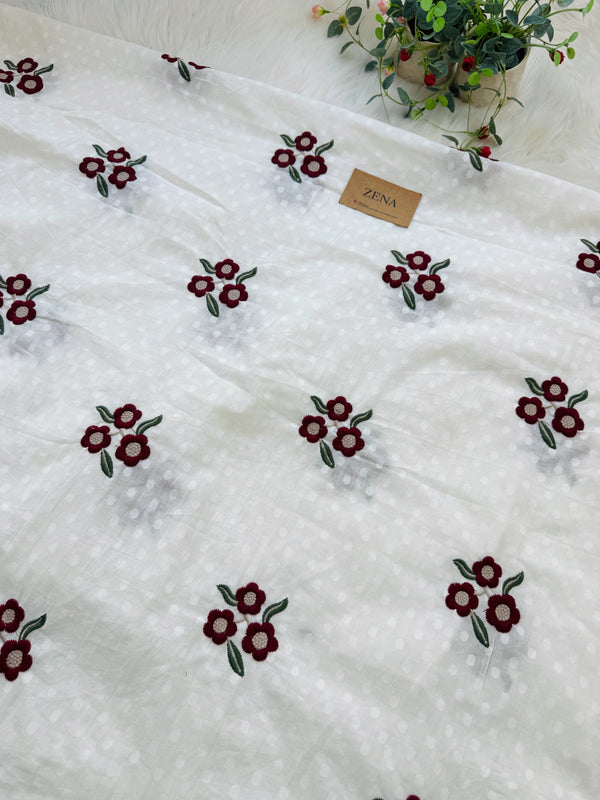 ✨ Premium Mul Cotton Embroidered Unstitched Suit ✨