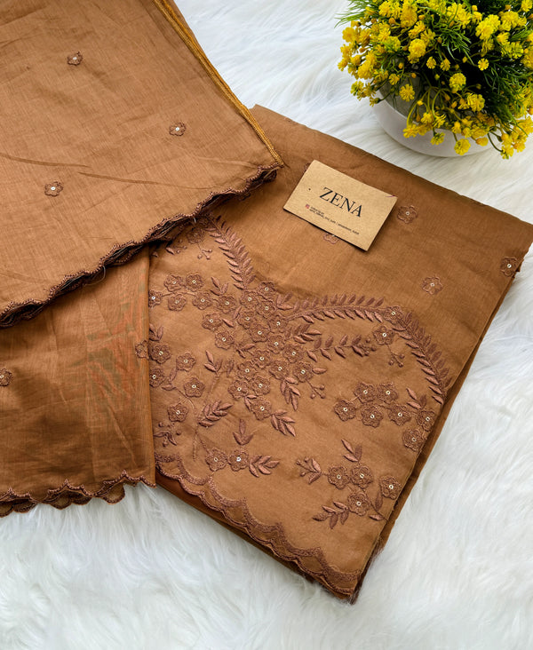 Premium Mul Chanderi Embroidered Unstitched Suit – Redefining Ethnic Elegance