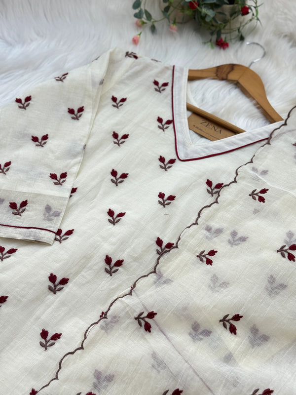 ✨ Pure Mul Chanderi Embroidered Anarkali Set ✨