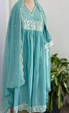 ✨ Crush Silk Embroidered Anarkali Kurti Set ✨