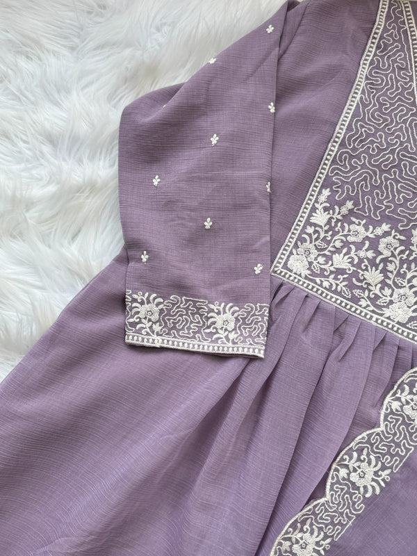 ✨ Crush Silk Embroidered Anarkali Kurti Set ✨