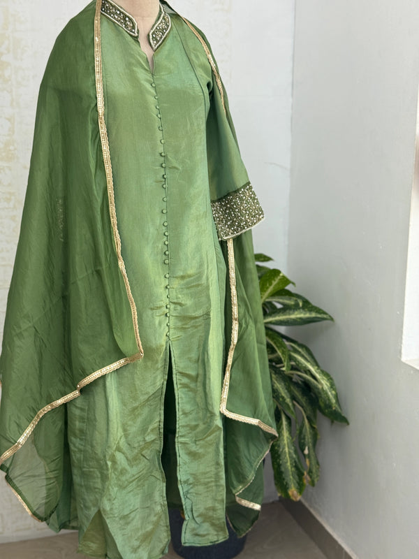 ✨ Tissue Silk Hand Work Kurti Set ✨