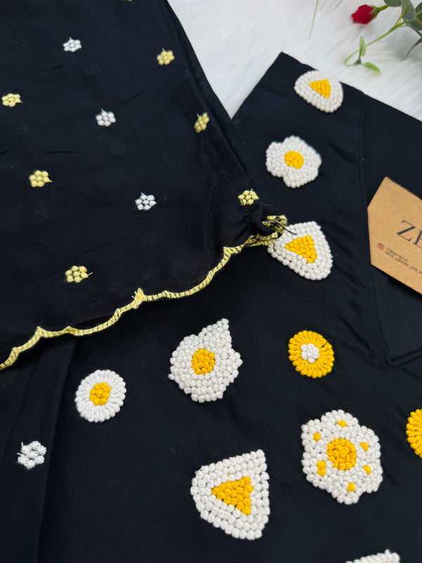 Pure Cotton Embroidered Anarkali Suit – Top, Bottom & Dupatta 🌸