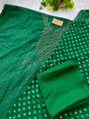 Georgette Unstitched Chikankari Party Wear Kurti Set with Original Mirror Work Dupatta & Lining