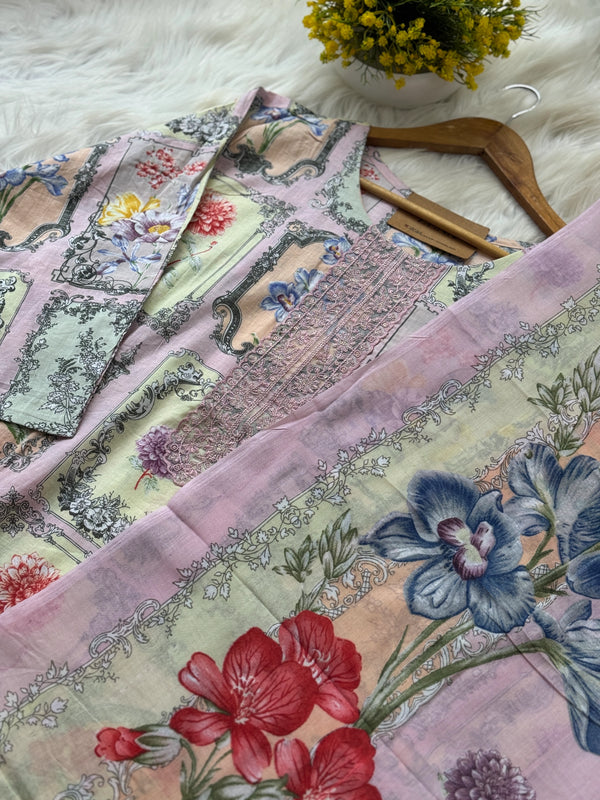 🌙 Pure Cotton Pakistani Kurti Set with Embroidery 🌙