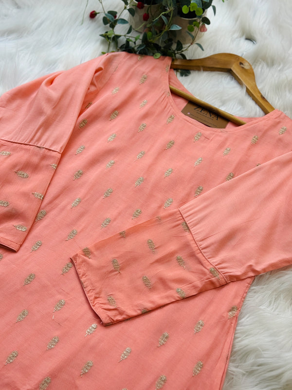 Muslin Hand Detailed A-Line Kurti Set – Elegant Festive Wear 🌿
