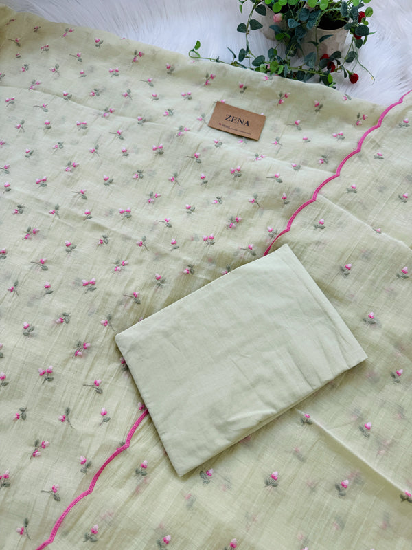 Premium Mul Chanderi Embroidered Unstitched Suit – Redefining Ethnic Elegance