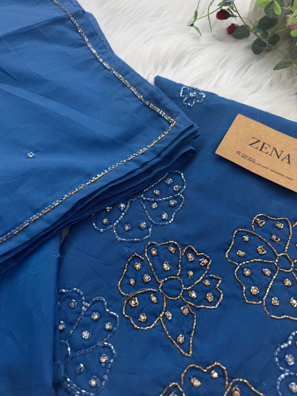 ✨ Mul Chanderi Hand-Detailed Unstitched Suit ✨