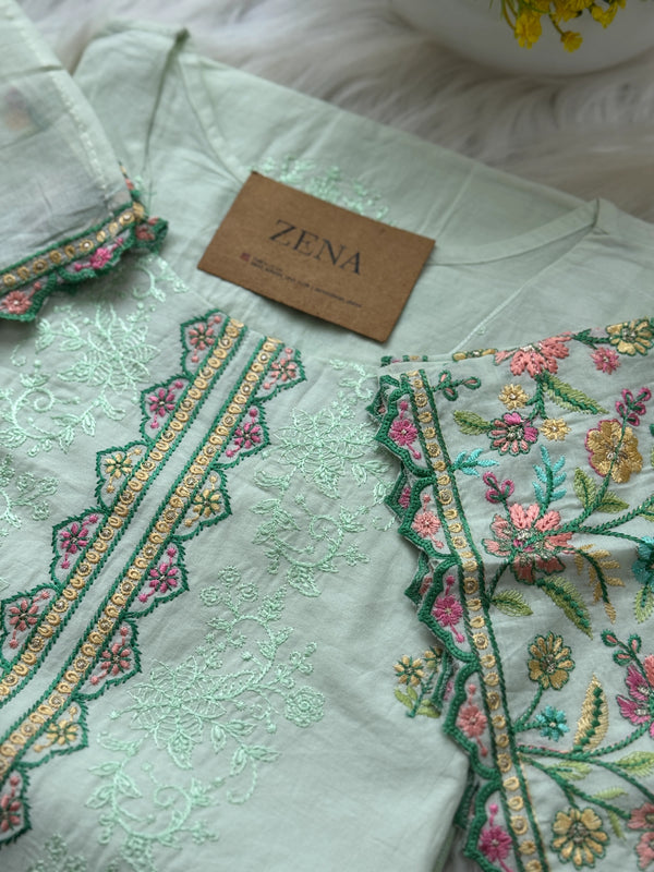 🌙 Pure Cotton Pakistani Kurti Set with Embroidery 🌙