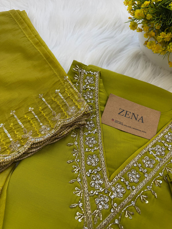 ✨ Organza Handwork Party Wear Kurti Set ✨