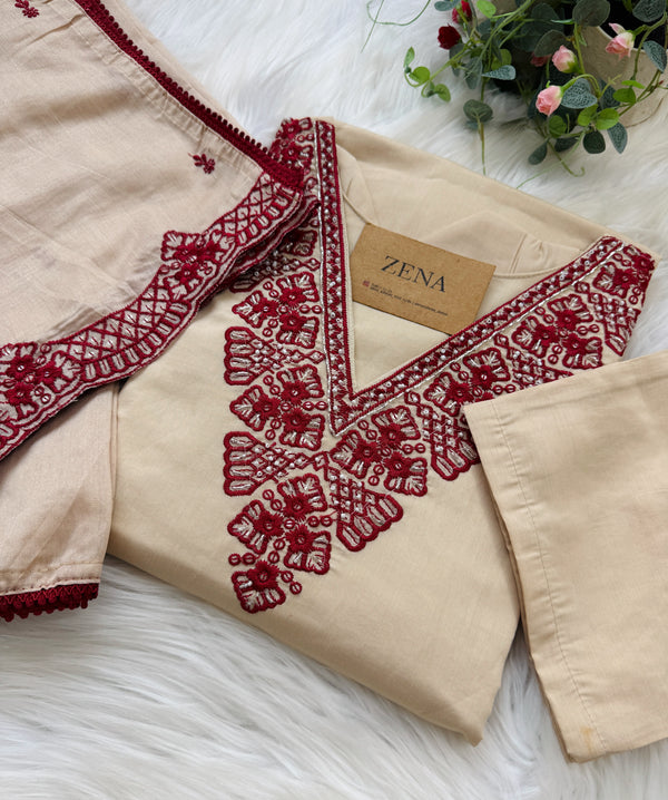 ✨ Glass Chanderi Pakistani Embroidered Kurti Set ✨