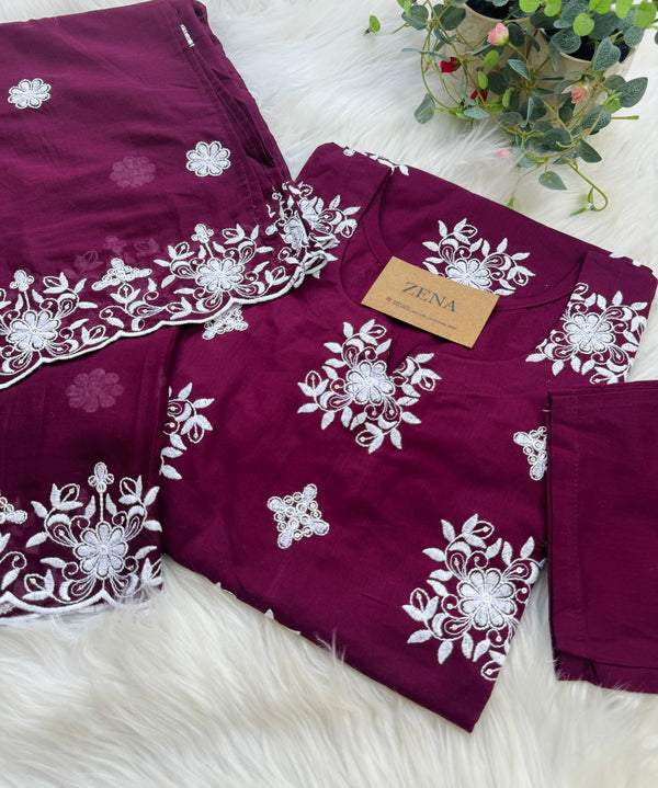 Pure Cotton Embroidered Kurti Set – Comfort Meets Classic Style