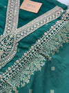 Semi-Silk Unstitched Jacquard Embroidered Partywear Suit – Festive Elegance