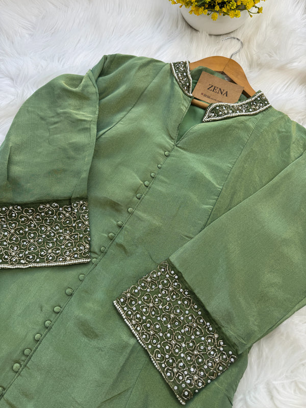 ✨ Tissue Silk Hand Work Kurti Set ✨