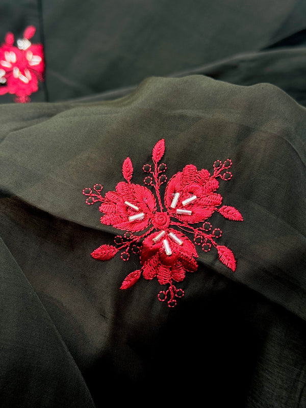 Mul Chanderi Hand Detailed Anarkali Set