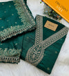 Semi-Silk Unstitched Jacquard Embroidered Partywear Suit – Festive Elegance
