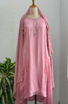 Pure Chinnon Hand Work Anarkali Suit – Flow with Festive Elegance