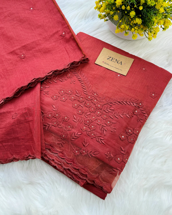 Premium Mul Chanderi Embroidered Unstitched Suit – Redefining Ethnic Elegance