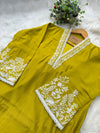 Mul Cotton Embroidered A-Line Kurti Set