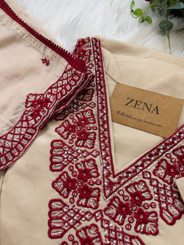 ✨ Glass Chanderi Pakistani Embroidered Kurti Set ✨