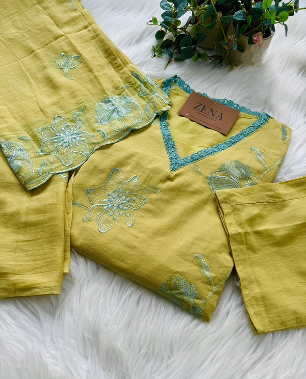 Mul Cotton Embroidered Kurti Set – Elegant Ethnic Wear